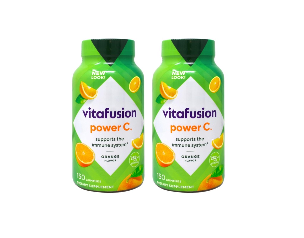 Vitafusion Power C Βιταμίνες Ενηλίκων Gummy, Ανοσολογική Υποστήριξη, Φυσικό Πορτοκαλί 150 ea (πακέτο του 2)