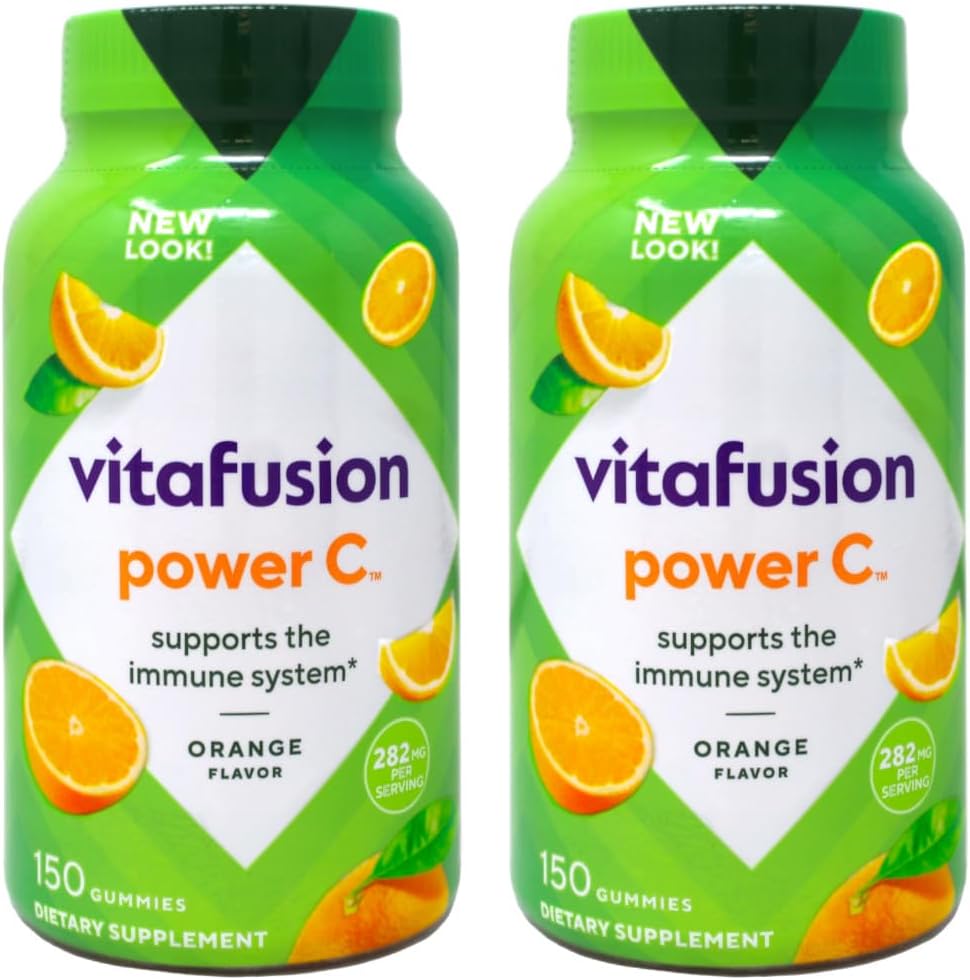 Vitafusion Power C Adult Vitamins Gummy, Immune Support, Natural Orange 150 ea (Pack of 2)