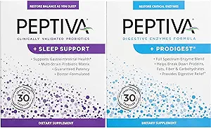 Peptiva Probiotic and Sleep Support 30 Count Digestive Enzyme 30 Count