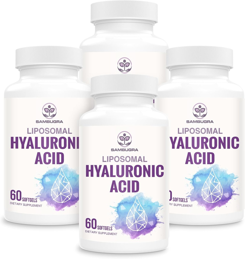 Liposomal Hyaluronic Acid 1000mg, High BioavailabilityHyaluronic Acid Capsules, Dietary Supplement Support Skin and Bones, 240 Capsules (Pack of 4)
