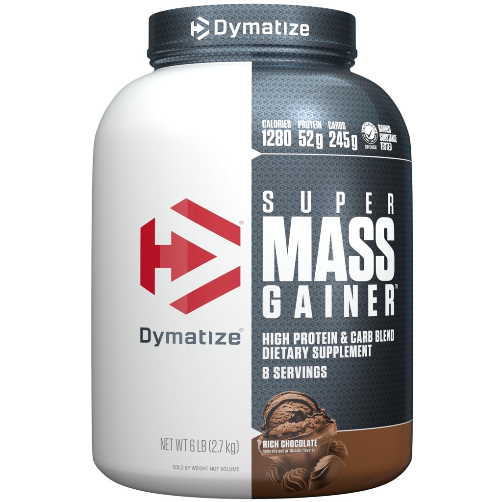 Dymatize Super Μάζα Κεραυνός πρωτεΐνη σκόνη, πλούσια σοκολάτα, 52g πρωτεΐνη, 1g Createine, 1280 θερμίδες, 10.7g BCAAs, 245g υδατάνθρακες, περιέχει πρωτεΐνη Whey σκόνη, Isolate, και καζεΐνη (8 εξυπηρετούν)