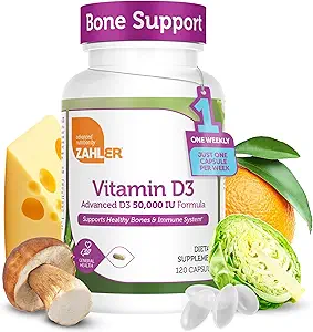 Zahler - Advanced Vitamin D3 50000 IU κάψουλες (120 Count) Kosher Vegetarian Friendly Vitamin D για Ανοσολογική Υποστήριξη, Οστά, Δόντια & Μυική Υγεία - Εβδομαδιαία D3 Συμπλήρωμα Βιταμίνης - Easy Swallow Vitamin D3.