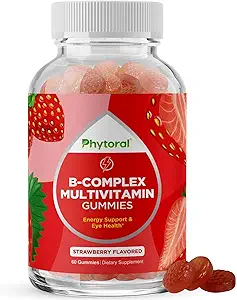 Βιταμίνη B Complex Gummies for Adults & Kids - B Vitamins Complex with Thiamin, Riboflavin, Niacin, 6, 12 and Folate - Συμπλήρωμα για την υποστήριξη του νευρικού συστήματος Ενέργεια & Υψηλή Δύναμη - 60 Gummies