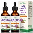 2 Πακέτο Liquid Drops για την υγεία του ήπατος - 2000mg Milk Thistle, Dandelion Root, Artichoke, Silymarin Extract, & Turmeric Herbs - Vegan, Non-GMO - 4 Fl Oz (120ml)