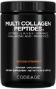 Κωδικός Multi Collage Peptides σκόνη + Probiotics Μαύρη έκδοση, βιταμίνη C, Hyaluronic Acid συμπλήρωμα σκόνης, Grass-Fed, Hydrolyzed, Zero Carbs, Type I, II, III, V & X, Unflavored, 10.58oz