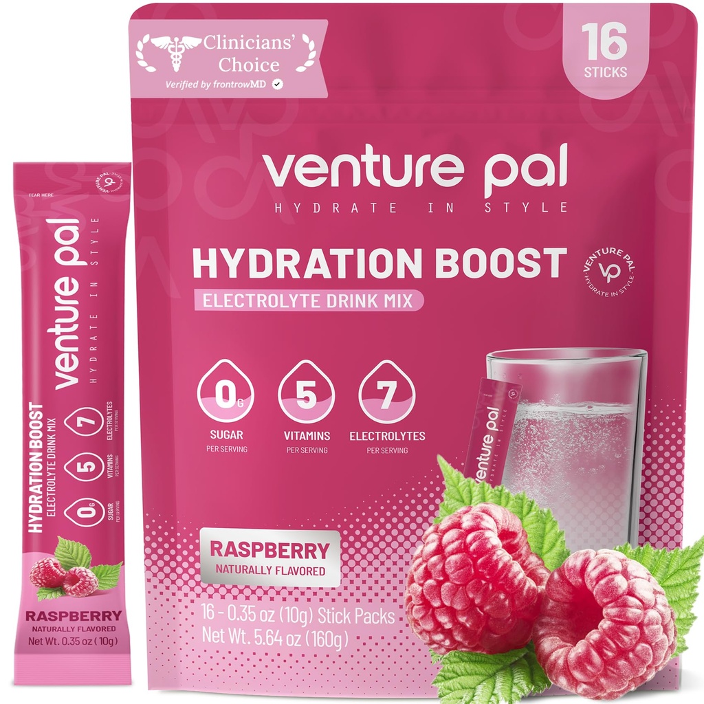 Venture Pal Sugar Free Electrolyte Powder Packets - Liquid Daily IV Drink Mix for Rapid Hydration & Party Recovery 