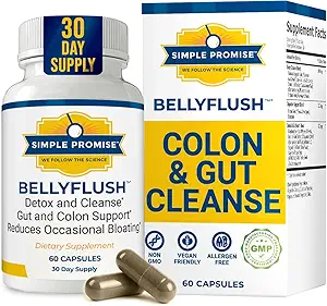 BelyFlush - Gentle Colon & Gut Cleanse συμπλήρωμα με γαϊδουράγκαθο γάλακτος & Bentonite Κλέι - Υποστηρίζει δυσκοιλιότητα, Debloat, Digestive Detox & Flusing - 60 κάψουλες