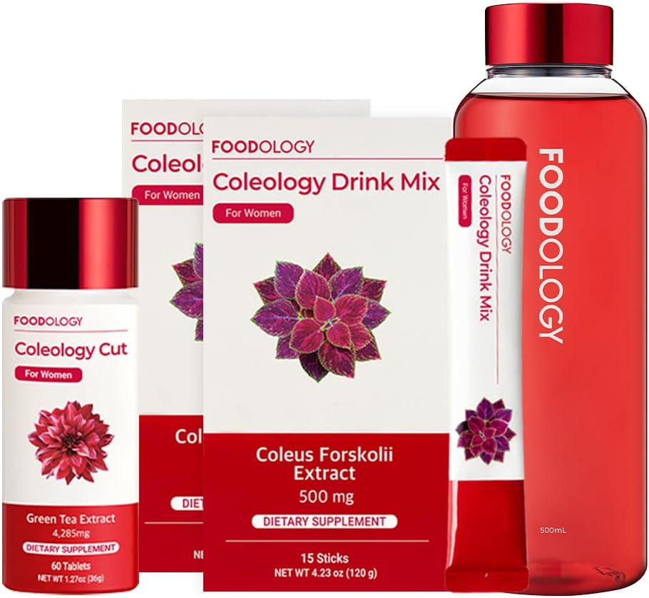 FOODOLOGY Redbotle 1-Month Burning Set/Coleology Drink Mix(2ea) & Coleology Cut(1ea) & Μπουκάλι νερού(1ea)