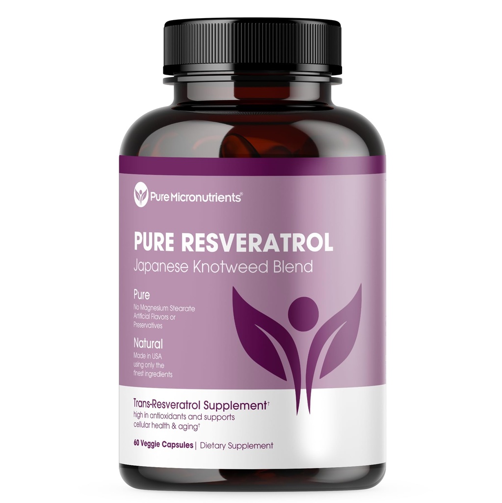 Pure Resveratrol συμπλήρωμα - επιπλέον δύναμη 600mg Trans-Resveratrol Per Σερβίρει - για την καρδιά, Γνωστική, ανοσοποιητική υποστήριξη της υγείας – Καθαρή & Βιοδιαθέσιμη - 60 Vegan Caps