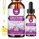 WOGORGT Calcium Citrate 1000mg with Vitamin D3 for Women & Men - Liquid Calcium Magnesium Zinc D3 K2 Supplement for Bone, Teeth Support, Sugar Free, Vegan, Banana Flavor - 1 Fl Oz (2 Pack)
