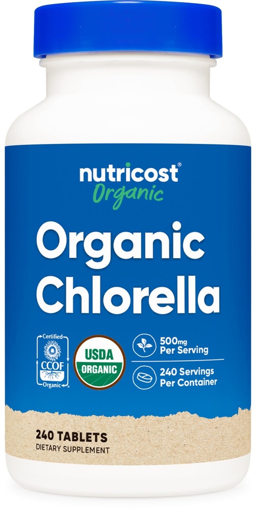 Nutricost Organic Chlorella 500mg, 240 δισκία - Χωρίς γλουτένη, μη ΓΤΟ