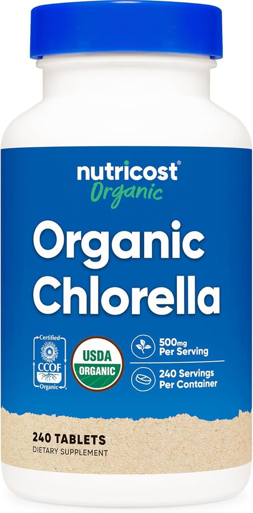 Nutricost Organic Chlorella 500mg, 240 δισκία - Χωρίς γλουτένη, μη ΓΤΟ