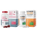 Bronson Vitamin K2 (MK7) with D3 Supplement Omega-3 Fish + Krill Oil 1000 MG