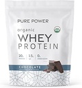 Dr. Mercola Pure Power Organic Whey Protein - 20 g Protein - Supports Muscle Growth & Energy - Grass-Fed Whey Concentrate - 15 Servings (20.60 oz) - Chocolate