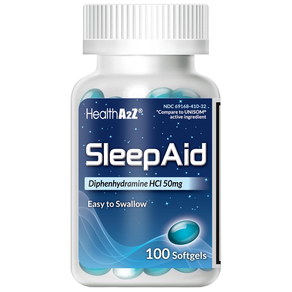 HealthA2Z Sleep Aid, Diphenhydramine Softgels, 50mg, Supports Deeper, Restful Sleeping (100 Counts)
