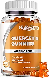 Quercetin με Bromelain Gummies, 1000mg Quercetin Gummies, Ενήλικες & Παιδιά Ανοσοποιητική Υποστήριξη Gummies, Πνεύμονα & αναπνευστική υποστήριξη, Υψηλή Απορρόφηση, Πορτοκαλί, Χαμηλή Ζάχαρη, Vegan, 60 Count