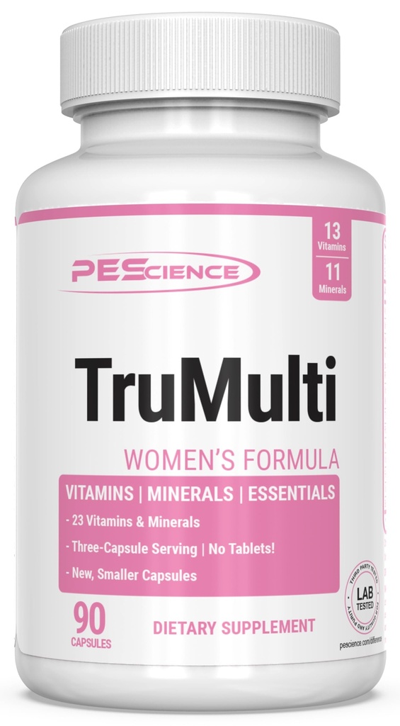 PEScience TruMulti Multivitamin for Women with Iron, Daily Formula with Premium Vitamin C, D, συμπλήρωμα ψευδαργύρου για την υποστήριξη του ανοσοποιητικού, Chelated Minerals, 90 Easy to Swallow Capsles