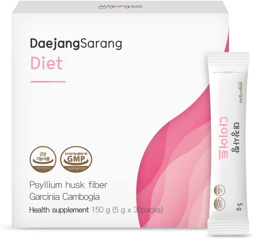 Daejang Sarang (Garcinia Cambogia, 30 Sticks) - Psyllium Husk Fiber Supplement, Digestive Health & Constipation Relief. Φυτικά συστατικά, επιπλέον δύναμη 5.500mg & HCA 780mg.