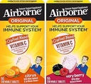 Airborne 1000mg Vitamin C Chewable Tablets Citrus & Very Berry Flavor Bundle - Immune Support Supplement with Zinc and Powerful Antioxidant Vitamins A C & E, (2x96ct bottles)*