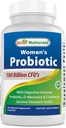 Best Naturals Probiotics for Women 100 Billion CFU - 10 Strains + Prebiotics Fiber + Digestive Enzyme Blend + Women's Health Herbal Blend - Immune, Digestive & Gut Health - 60 Deleyaed Capsles