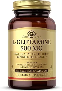 Solgar L-Glutamine 500 mg - 100 κάψουλες λαχανικών - Φυσικές Μυϊκές Τροφές - Μη ΓΤΟ, Vegan, Χωρίς γλουτένη, Χωρίς γαλακτοκομικά, Kosher - 33 Σερβιέτες