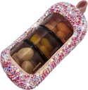 Bling Pill Organizer - Χαριτωμένο και Compact Pill Box για Purse - Stylish Pill Υπόθεση με Sparkling Design - Travel-Friendly Medicine Holder - Slide in/Out Design Pill Organizer (Pink)