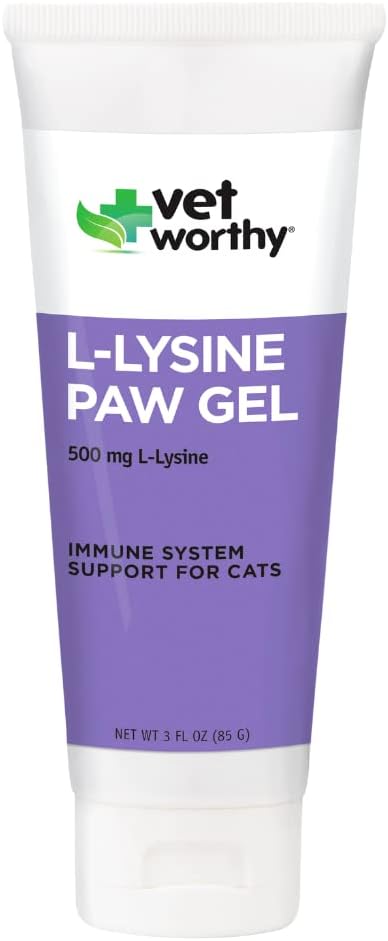 Vet Worthy Lysine Paw Gel Aid for Cats - Cat Paw Gel to Support The Immune System and General Health - Συμπλήρωμα γάτας με Amino Acid L-Lysine- Salmon Flavor Gel, 3oz