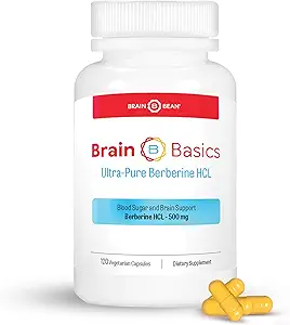 Brain Bean Ultra - Pure Berberine HCL Supplement 500mg for Brain Health - Non-GMO, Gluten-Free 120 Vegan Capsules of Berberine Supplement (Made in USA)