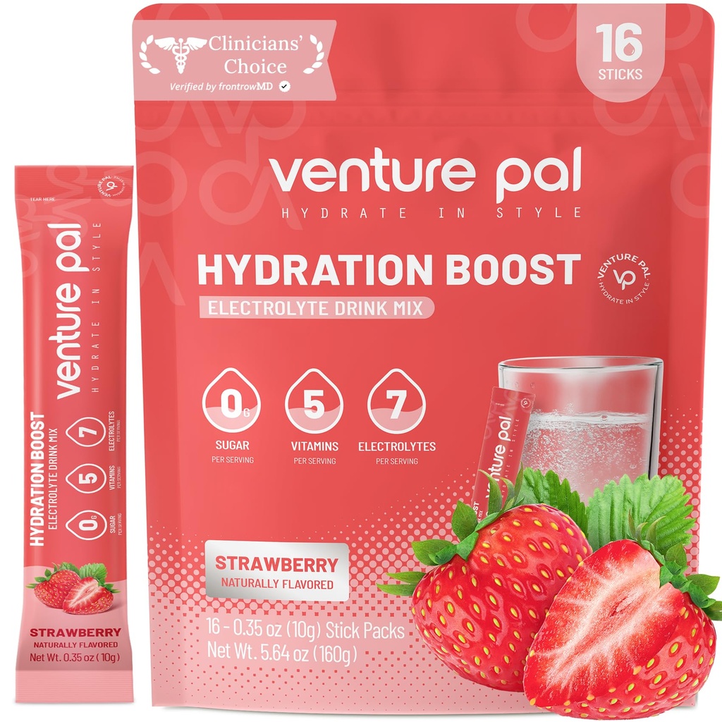 Venture Pal Sugar Free Electrolyte Powder Packets - Liquid Daily IV Drink Mix for Rapid Hydration & Party Recovery 