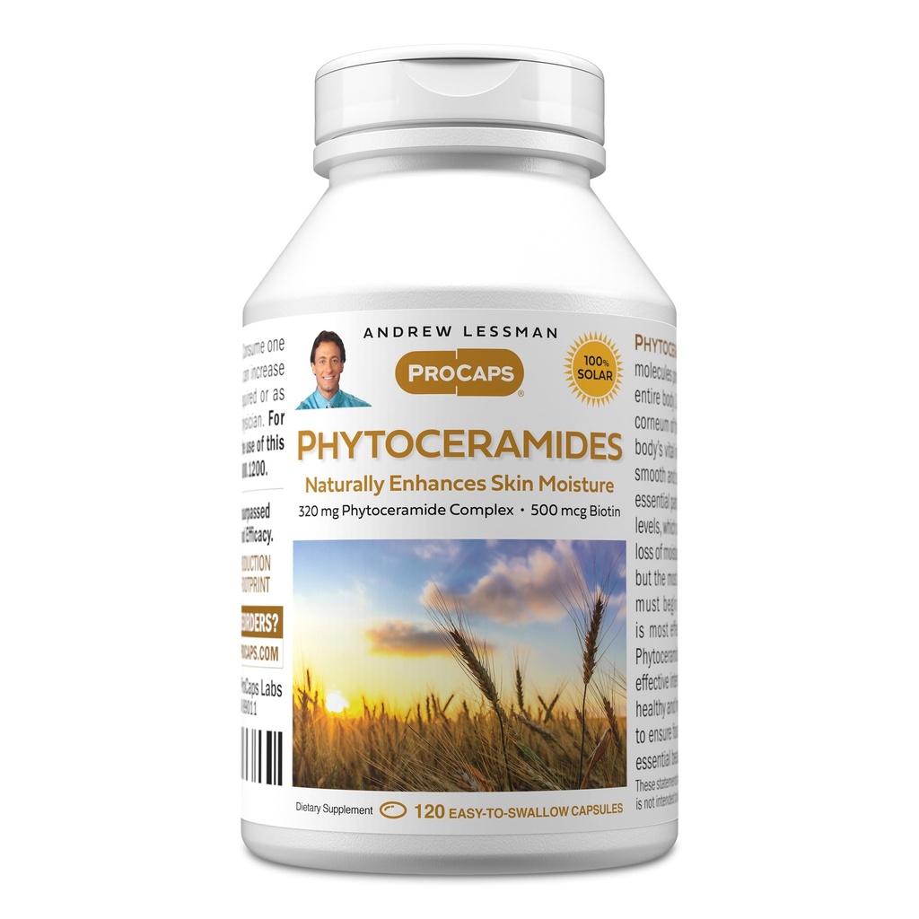 ANDREW LESSMAN Φυτοκεραμίδια με Biotin 120 Softgels - Vital Natural Internal Moisturizer του δέρματος. Φυσικά ενισχύει το μαλακό, απαλό, απαλό δέρμα. Χωρίς Πρόσθετα. Μικρό εύκολο να καταπιείτε Softgels