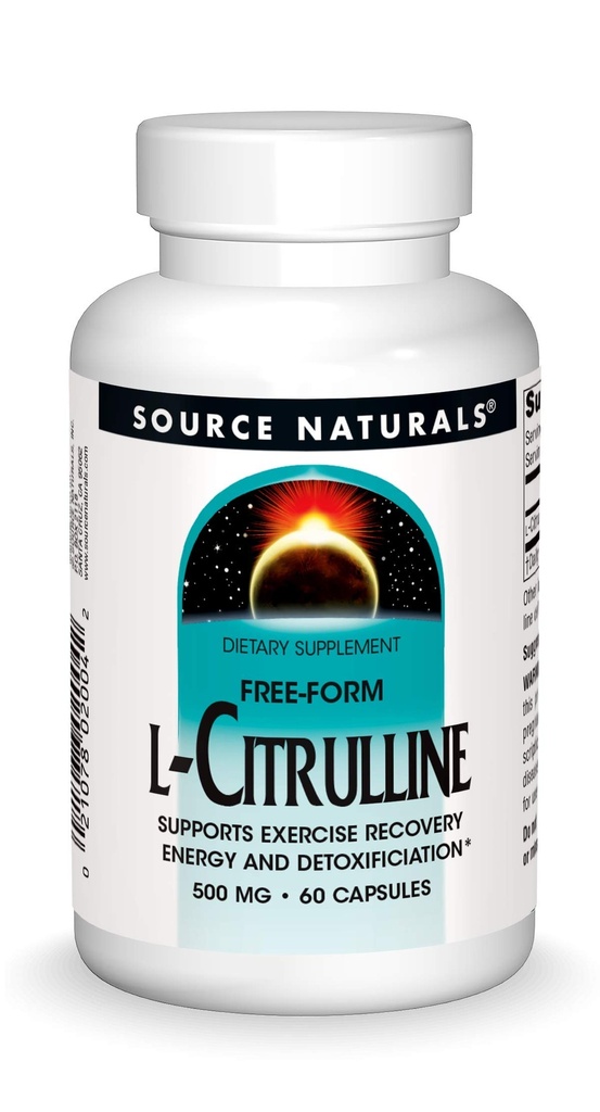 Source Naturals L-Citrulline - Υποστηρίζει την αποκατάσταση, την ενέργεια και την αποτοξίνωση *, 500 mg - 60 κάψουλες