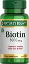 Boundty Biotin της φύσης, υποστηρίζει το μεταβολισμό για κυτταρική ενέργεια και υγιή μαλλιά, δέρμα, και νύχια, 5000 mcg, 72 Softgels