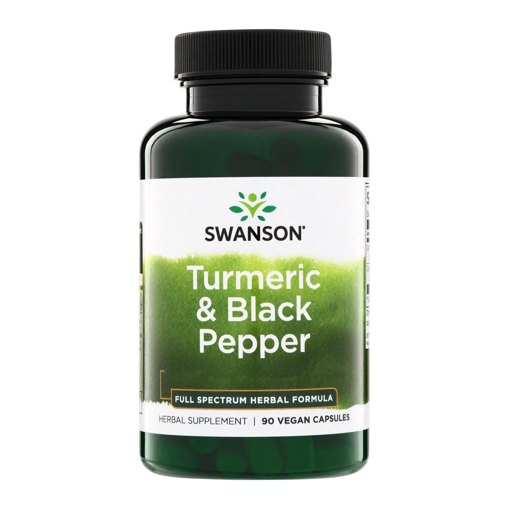 Swanson Premium- Κουρκουμάς & Μαύρο πιπέρι - Αντιοξειδωτικό, Digetion & Κοινή Υποστήριξη - 90 Veg Caps (3 Pack)