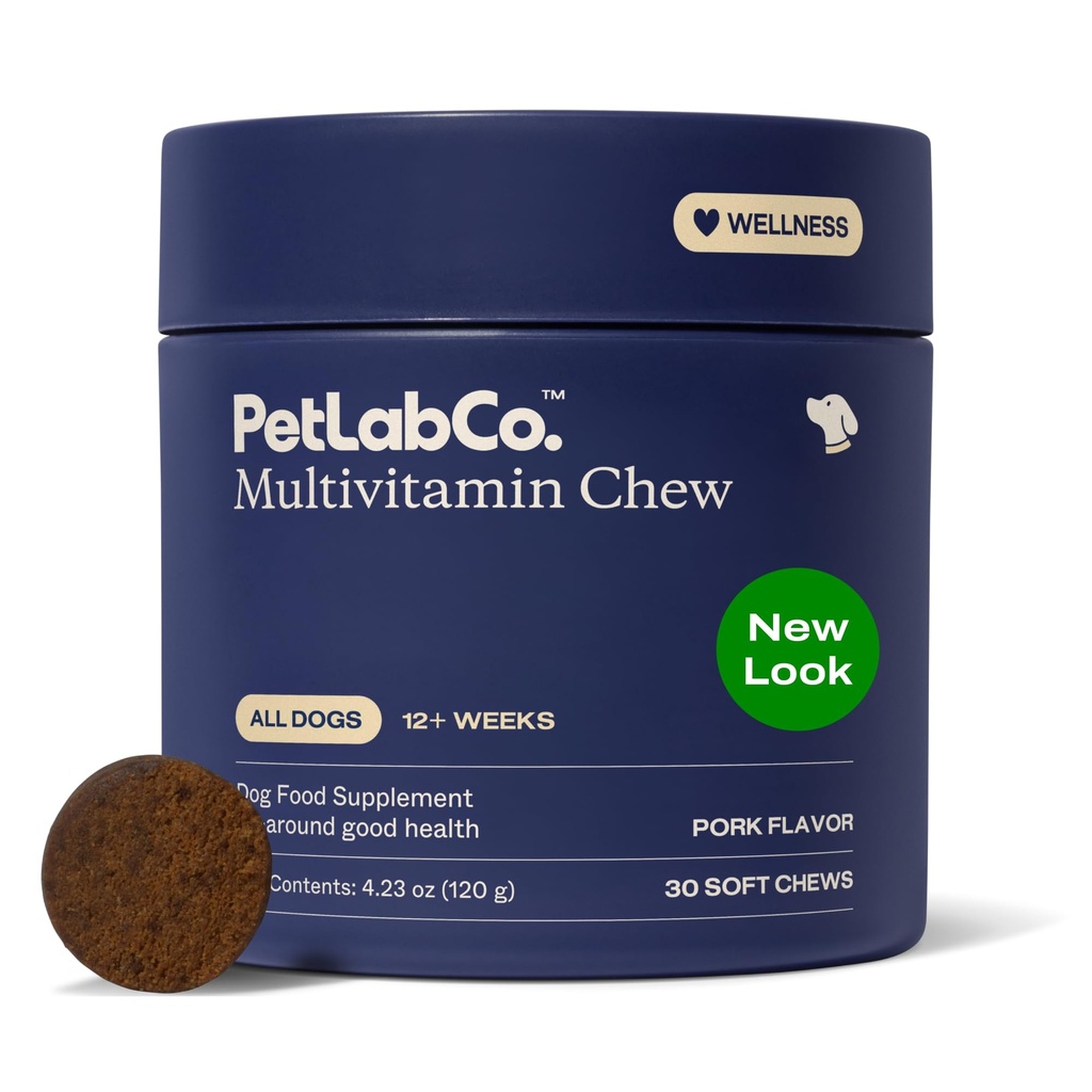 PetLab Co. 22 σε 1 Dog Multivitamin - Ανοσολογική Ανταπόκριση Σκύλου Υποστήριξης, Δέρμα, Κάλυμμα, αρθρώσεις & Γενική Υγεία - Βιταμίνες A, E, D, B12, Ορυκτά, Αντιοξειδωτικά - Μασώμενο Χοιρινό Γεύση - Συσκευασία Μπορεί να Βάρυ
