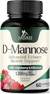 D- Mannose Supplement 1.350 mg με Cranberry & Hibiscus - Αποτελεσματική ταχεία δράση, Flush Οι προσμείξεις για τη φυσική κηλίδωση, ούρα Φυλλαδική υποστήριξη υγείας, για γυναίκες και άνδρες, μη ΓΤΟ, Vegan, 60 κάψουλες
