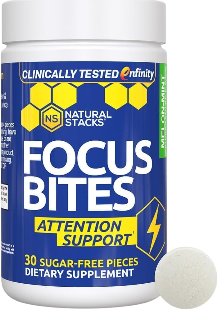 Paraxanthine Supplement 100mg - Caffeine Free Focus Supplement for Productivity & Attention Support - Clinically Tested Enfinity Paraxanthine - Jitter Free Energy Support - 30 Melon Mint Focus Bites