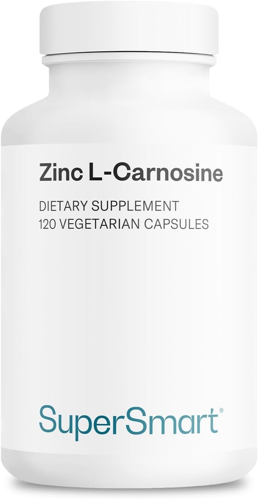 SuperSmart - Zinc L-Carnosine 75mg per Day (Well-Tolerated) - Zinc Carnosine Supplement | Non-GMO & Gluten Free - 120 Vegetarian Capsules