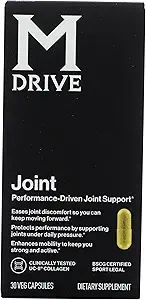 Mdrive Joint Support Supplement for Men - Supports Healthy Joint Function, Flexibility, Comfort & Mobility - Features UC-II Collagen, Turmeric Curcumin & Sodium Hyaluronate from Hyaluronic Acid, 30ct