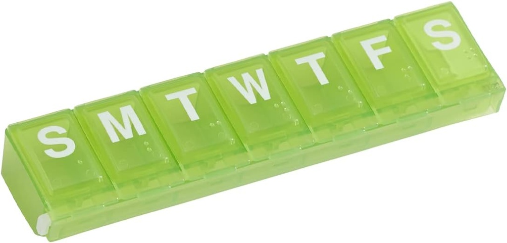 EZY DOSE Weekly (7-Day) Pill Planner, Medicine Case, Vitamin Organizer Box, Large Locking Compartments to Secure Prescription Medication and Prevent Accidental Spilling, Green