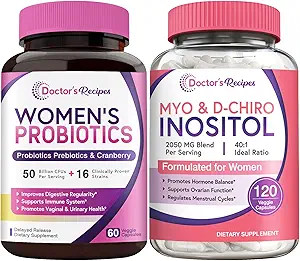 Doctor's Recipes Women’s Probiotics and Inositol Bundle - Gut, Vaginal, Urinary & Reproductive Health for Women