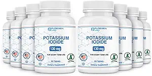 Potassium Iodide Tablets 130 mg EXP 10/2025, Kosher Iodine Tablets, Thyroid Support – 8 Pack | 480 Tablets Total
