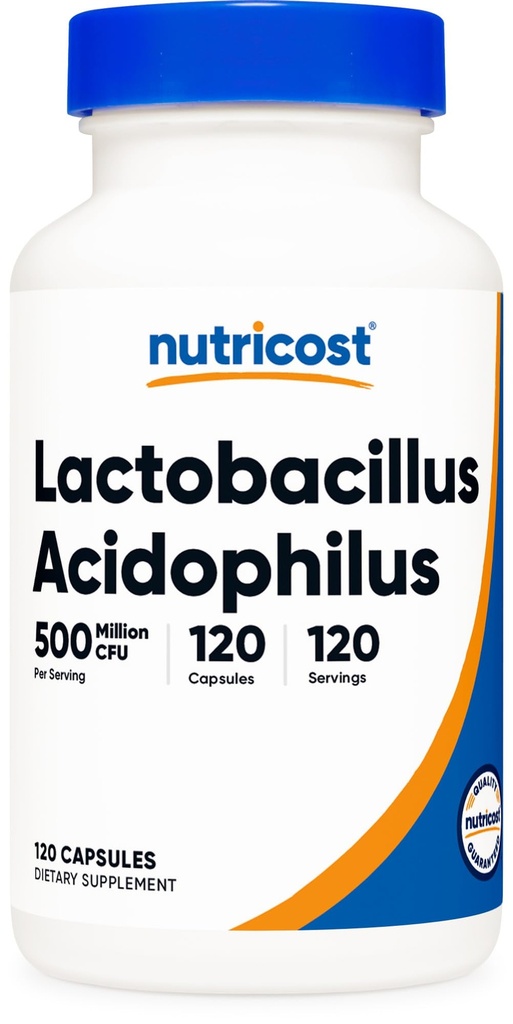 Nutricost Lactobacillus Acidophilus 500 εκατομμύρια CFU ανά υπηρεσία (120 κάψουλες)