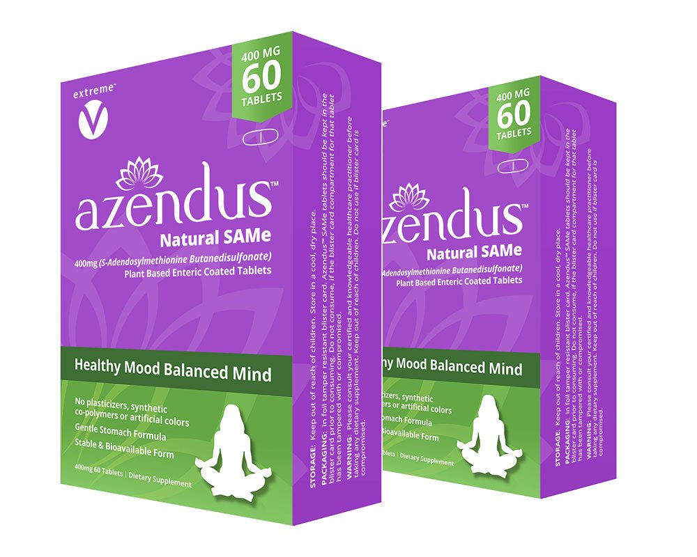 Azendus Mood 400mg 2- Κουτιά S- Αδενδοσυλομεθειονίνης Βουτανοδισουλφονικά (SAM- ε) 120 Εντεροεπικαλυμμένα δισκία - Vegan, Χωρίς γλουτένη, Χωρίς σόγια