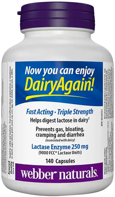 Webber Naturals Ένζυμο Lactase Extra Strength 140 Κάψουλες