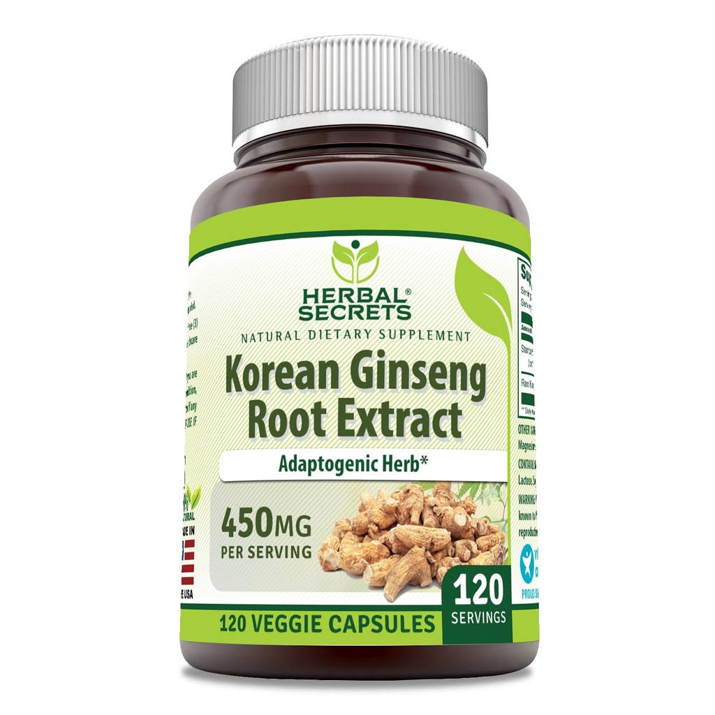 Herbal Secrets Κορεάτικα Ginseng Root Extract 120 Veggie Capsules Συμπλήρωμα 