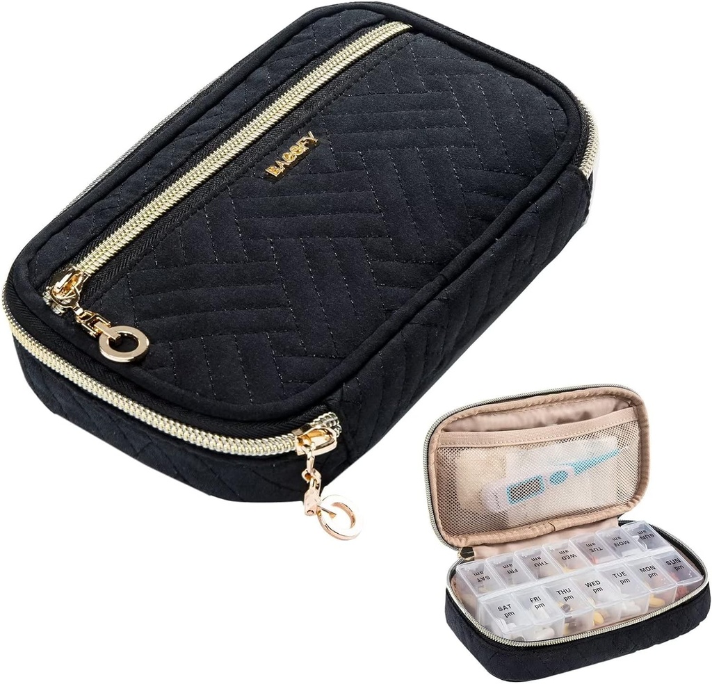 BAGSFY Pill Organizer Case 2 Times a Day- Weekly Medicine Organizer Travel Pill Box with Removable 7 Day Medicine Case Container for Fish Oil, Vitamin, Συμπλήρωμα