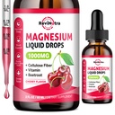 Magnesium Glycinate Liquid Drops, 1000mg Magnesium Glycinate, Citrate & Taurate with Fiber, Beetroot, Vitamin B & C for Sleep, Calm, Muscle, Energy & Relaxation, 2 Fl Oz, Sugar-Free Cherry Flavor