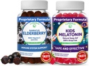 Lunakai Adult Elderberry and Kids Μελατονίνη Gummies Bundle - Ανοσοποιητική υποστήριξη με ψευδάργυρο και βιταμίνη C για ενήλικες & παιδιά - Μη ΓΤΟ, Vegan, Gluten Free Natural Sleep Gummy