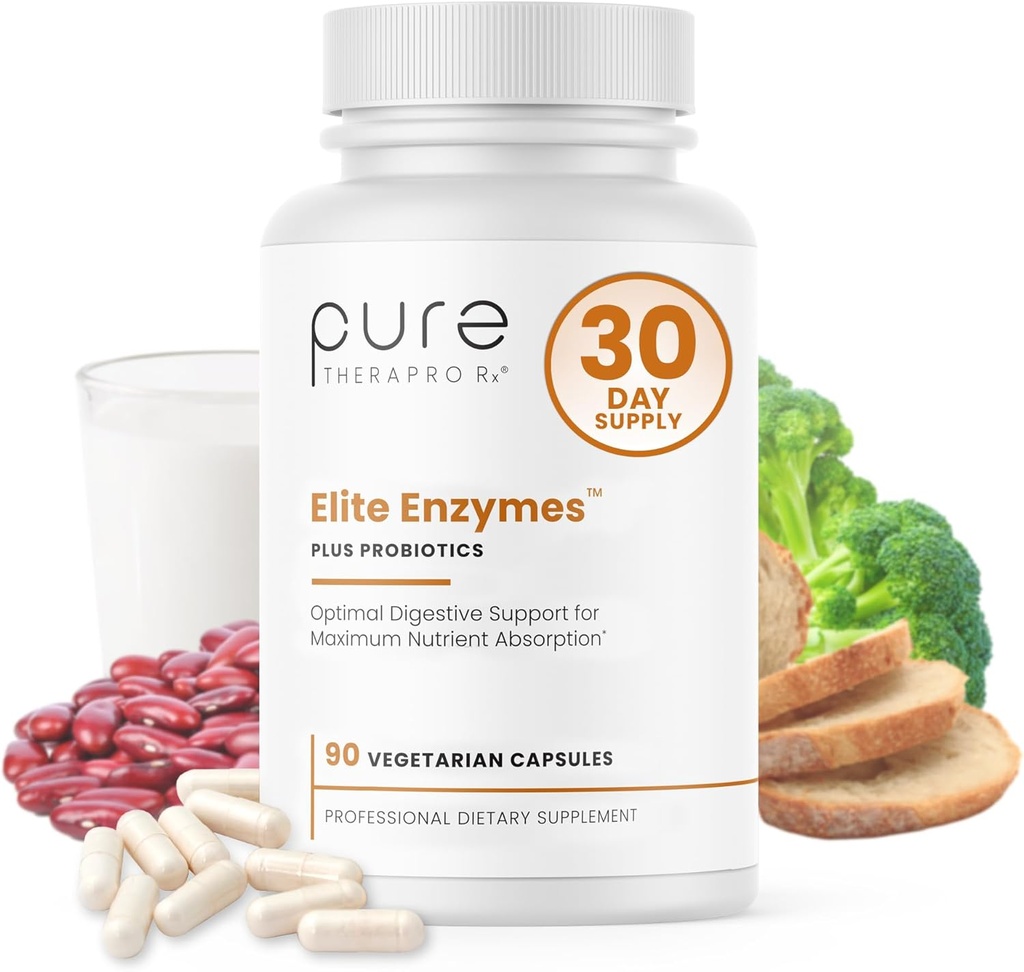 Pure Therapro Rx Elite Enzymes Extra Strength Digestive Enzymes Συμπλήρωμα για γυναίκες & άνδρες, 90 Vegan Κάψουλες
