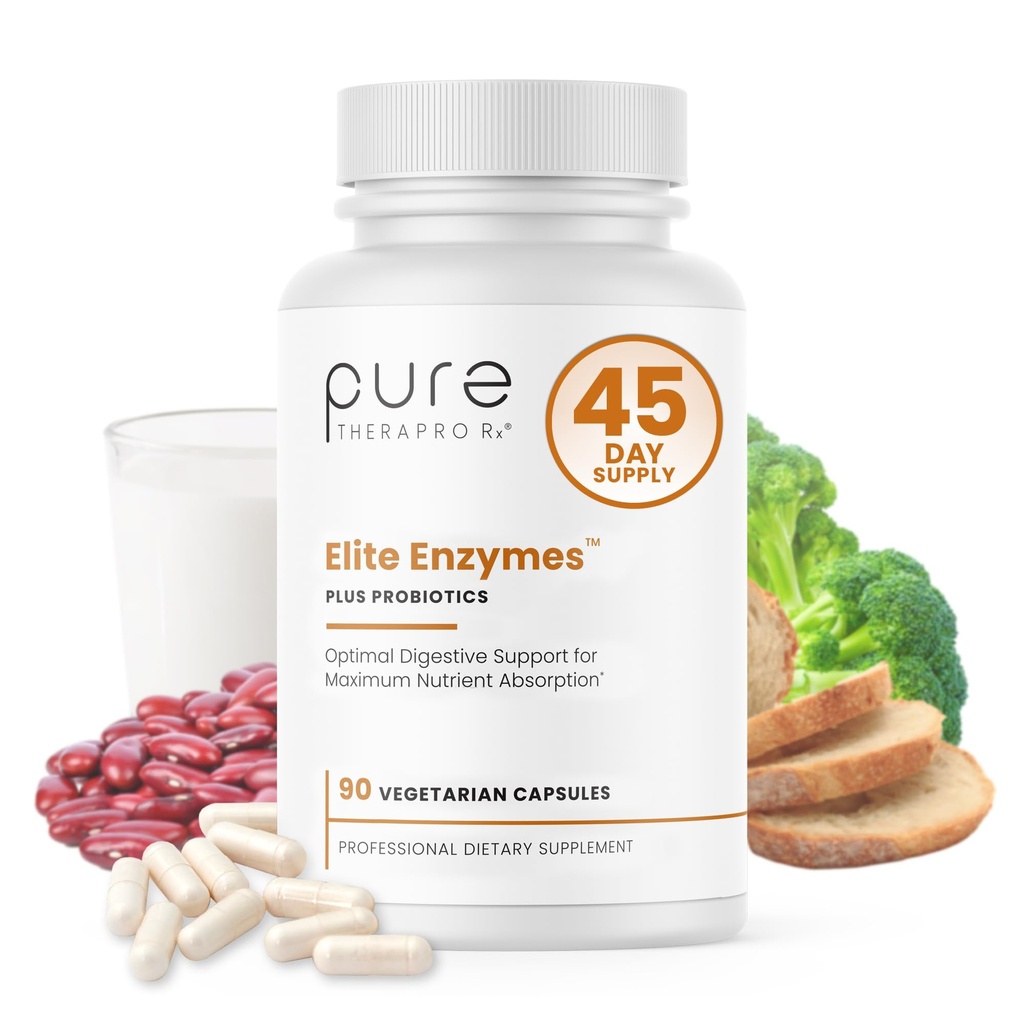 Pure Therapro Rx Elite Enzymes Extra Strength Digestive Enzymes Συμπλήρωμα για γυναίκες & άνδρες, 90 Vegan Κάψουλες